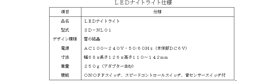 ＬＥＤナイトライト仕様